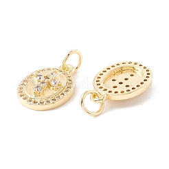Rack Plating Brass Micro Pave Clear Cubic Zirconia Charms&nbsp;ZIRC-I057-17G