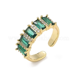 Brass Micro Pave Cubic Zirconia Cuff Open Rings for Women&nbsp;RJEW-L343-16G-03