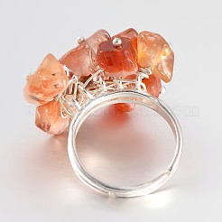 Adjustable Silver Color Plated Brass Mixed Stone Rings&nbsp;RJEW-JR00168