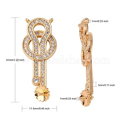 Brass Micro Pave Clear Cubic Zirconia Screw Eye Peg Bails Links Connectors&nbsp;KK-T062-89G-NF