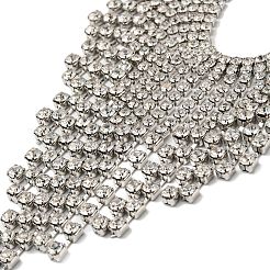 クリスタルラインストーンよだれかけネックレス  ファッション合金ステートメントネックレス  プラチナ  16.06インチ（40.8cm）&nbsp;NJEW-L176-03P