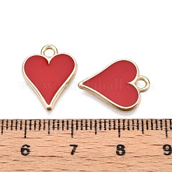 合金エナメルチャーム  トランプスタイル  ゴールドカラー  ハート  レッド  15.5x12.5x2mm  穴：1.8mm&nbsp;FIND-WH0038-79G-01A