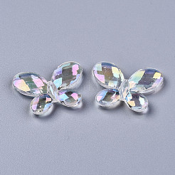 透明なアクリルビーズ  ABカラー  蝶  多面カット  クリアAB  23x29x4mm  穴：1.6mm&nbsp;LS-PACR-N010-014