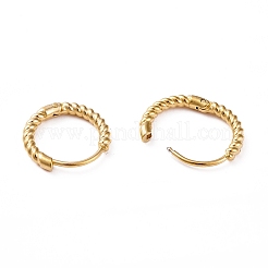 304ステンレススチールツイストロープシェイプフープピアス（女性用）  ゴールドカラー  13.5x14x2mm  ピン：0.8mm&nbsp;EJEW-I278-01B-G