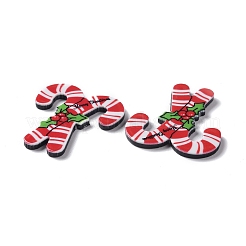 クリスマススタイルのプリントアクリルカボション  キャンディー棒  33x30x2.5mm&nbsp;LS-MACR-O045-01F