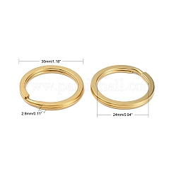 304ステンレススチールキーチェーン留め具  スプリットキーリング  ゴールドカラー  30x2.8mm&nbsp;STAS-30D-G