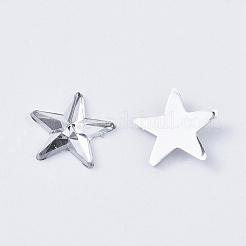 アクリルラインストーンフラットバックカボション  バックメッキ  多面カット  スター  ホワイト  10x1.5mm&nbsp;X-RSB385