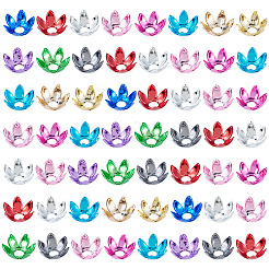 UVメッキABSビーズキャップ100個  花  ミックスカラー  17.5x16x7.5mm  穴：5mm&nbsp;OACR-TA0001-74