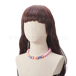 アクリルフラワー&ファセットラウンドビーズネックレス  女性のための  ミックスカラー  18-1/4インチ（46.4cm）&nbsp;NJEW-JN04191