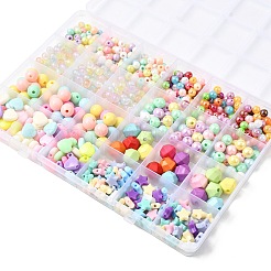 DIY アクリルビーズストレッチブレスレットジュエリーキット  ミックスカラー  10x10x4mm  穴：2mm&nbsp;DIY-FS0008-34