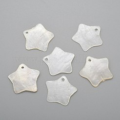 カピスシェルペンダント  スター  ホワイトスモーク  19x20x1mm  穴：1.5mm&nbsp;SHEL-S274-47
