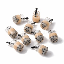 ガラスボトルペンダント  樹脂の内側と鉄パーツ  模造泡茶  古いレース  20~25x11~14x11mm  穴：1.8mm&nbsp;CRES-S359-01B