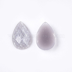 樹脂カボション  グリッターパウダー付き  多面カット  ティアドロップ  濃いグレー  6x4x1.5mm&nbsp;CRES-Q208-12A-01