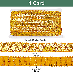 プラスチックスパンコールビーズ  スパンコールビーズ  装飾アクセサリー  2列パレットロール  フラットラウンド  ゴールド  15x1mm  13メートル/カードについて&nbsp;OCOR-WH0060-79D