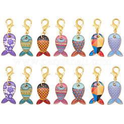 14Pcs 7 Colors Alloy Enamel Pendant Locking Stitch Markers&nbsp;HJEW-SC00174