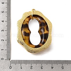 Leopard Print Brass Resin Pendants&nbsp;KK-A296-53C-G