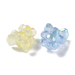 蓄光レインボー虹色メッキ透明アクリルビーズ  暗闇で光るグリッタービーズ  多面カット  クマ  ミックスカラー  18x17x11.5mm  穴：2mm&nbsp;PACR-C007-03