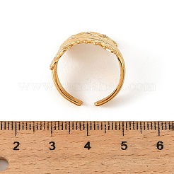 304ステンレススチール製マイクロパヴェキュービックジルコニアカフオープンリング  太陽の魚  ゴールドカラー  23mm  内径：18mm&nbsp;RJEW-Z147-03G