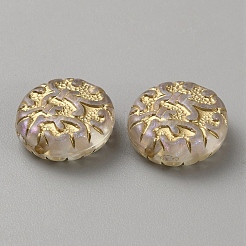 透明なアクリルビーズ  ゴールドライン入り  フラットラウンド  14x5.5mm  穴：1.4mm  25個/袋&nbsp;OACR-WH0028-32C