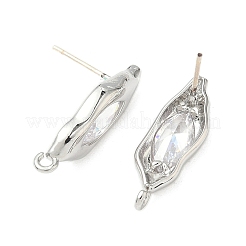 Nuggets Brass Micro Pave Clear Cubic Zirconia Stud Earring Findings&nbsp;KK-D386-18P