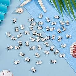 チベットスタイルの合金ビーズ50個。  カドミウムフリー＆鉛フリー  クラゲ  アンティークシルバー  14x11.5x4mm  穴：1.6mm  約578個/1000g&nbsp;FIND-DC0006-79