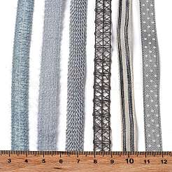 18 ヤード 6 スタイルのポリエステル リボン  DIY手作りクラフト用  髪のちょう結びとギフトの装飾  青色のカラーパレット  ライトスチールブルー  3/8~1/2インチ（10~12mm）  約3ヤード/スタイル&nbsp;SRIB-C001-F05