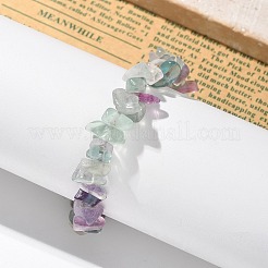チップス天然蛍石ビーズのストレッチブレスレット  1-3/4インチ（4.5cm）&nbsp;X-BJEW-JB01826-01