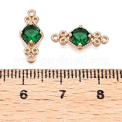 Brass Pave Faceted Glass Connector Charms&nbsp;X-FIND-T070-03D