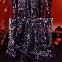 ハロウィーンテーマのポリエステルメッシュ生地  服装アクセサリー  スパイダーウェブ模様  パープル  1500mm&nbsp;DIY-WH0661-37B