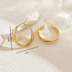 Minimalist Stainless Steel Cross Ring Hoop Earrings&nbsp;FU4136