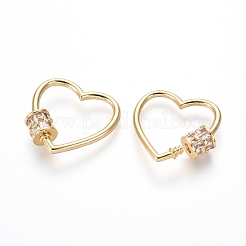 Brass Micro Pave Cubic Zirconia Screw Carabiner Lock Charms&nbsp;ZIRC-I031-01G