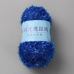 ポリエステル ガラス シルク パステル スクラブ糸  韓国の手編みの光沢のあるふきん糸  人形財布 DIY クラフト糸  スチールブルー  1mm  約109.36ヤード（100m）/ロール&nbsp;OCOR-WH20015-01B