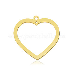 イオンプレーティング（IP）201ステンレスペンダント  ハート  18KGP本金メッキ  23x24x1mm  穴：1.6mm＆1mm&nbsp;STAS-N090-LA868-2