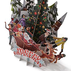 3D ポップアップ紙グリーティング カード  長方形の封筒付き  クリスマスの日の招待状  クリスマスツリー  115x110x155mm&nbsp;AJEW-P124-F01