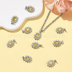 シェグレース 真鍮製マイクロパヴェ キュービックジルコニアペンダント  カドミウムフリー＆ニッケルフリー＆鉛フリー  花のチャーム  プラチナ  きいろ  12x8x3mm  丸カン：4x1ミリ  内径：2mm&nbsp;XGRQ2O689-446C-P