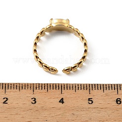 女性用304ステンレススチールラインストーンカフリング  馬の目の葉  ゴールドカラー  usサイズ7（17.3mm）&nbsp;RJEW-L134-001G-06