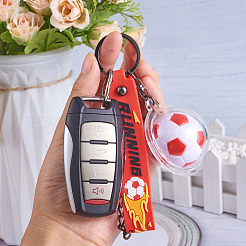 サッカーキーホルダー クールなサッカーボールキーチェーン インスピレーションを与える引用句付き ミニサッカーボール チームスポーツ サッカーキーチェーン 男の子用 サッカーパーティーの記念品 おもちゃの装飾  レッド  21cm&nbsp;JX297D