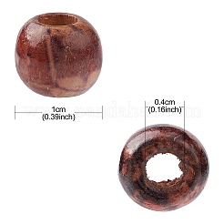 プリントウッドヨーロピアンビーズ  大穴ビーズ  染め  ラウンド  ミックスカラー  10mm  穴：4mm&nbsp;WOOD-YW0001-10