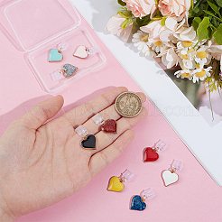 9 個のプラスチックモバイル防塵プラグ  合金エナメルペンダント付き  ハート  ゴールドカラー  ミックスカラー  18mm  9個/セット&nbsp;HJEW-OC00190