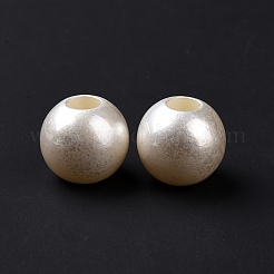 ABSプラスチックビーズ  ラウンド  ホワイト  13x11mm  穴：5mm&nbsp;LS-FIND-A013-06B