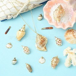 16pcs 8 Styles Electroplated Natural Mixed Shell Big Pendants&nbsp;SSHEL-CJ0001-21