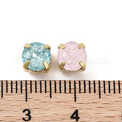 縫い付けラインストーン  ガラスクリスタルラインストーンマルチ連リンク  真鍮製爪付き台座付き  衣料品アクセサリー  多面カット  フラットラウンド  ゴールドカラー  6x6x5.5mm  穴：0.9mm&nbsp;EGLA-F162-17G-01