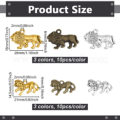 60pcs6スタイルチベットスタイルアロイペンダント  ライオンのチャーム  ミックスカラー  14.5~18x21~28x4~6mm  穴：2mm  10個/スタイル&nbsp;FIND-GA0008-44