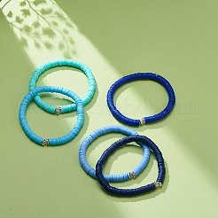5Pcs 5 Colors Handmade Polymer Clay Heishi Surfer Stretch Bracelet Sets&nbsp;BJEW-JB08691