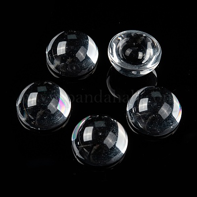 透明な半円形のガラスカボション  透明  18~19x9.5~10.5mm&nbsp;GGLA-R027-18mm-1