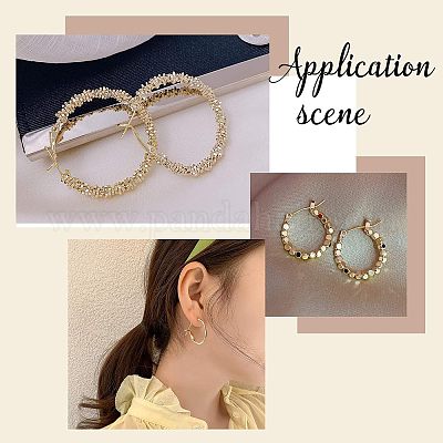 真鍮製フープピアス  プラチナ·ゴールデン  20x1.2mm  2色  20個/カラー  40個/箱&nbsp;KK-FH0001-34-1
