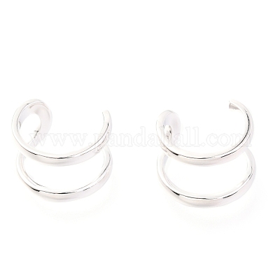 変色防止ロジウムメッキスターリングシルバーカフイヤリング925個  プラチナ  13x10mm&nbsp;EJEW-H124-11P-1