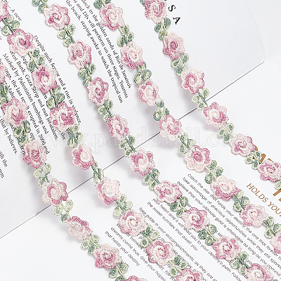 ポリエステルリボン  花柄  フラット  服飾材料  アザミ  3/4インチ（18x1.5mm）&nbsp;OCOR-WH0068-45C-1