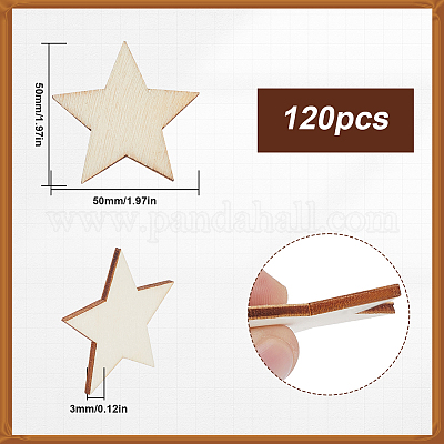 ウッドカボション  スター  バリーウッド  50x50x3mm  120pc&nbsp;WOOD-SP0001-24C-1