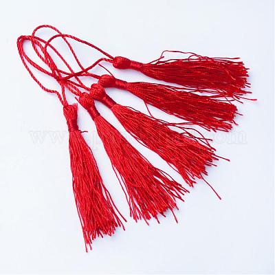 ポリエステルタッセルパーツ  ペンダントの飾り  レッド  130x6mm  タッセル：70~90mm&nbsp;OCOR-Q023-40-1